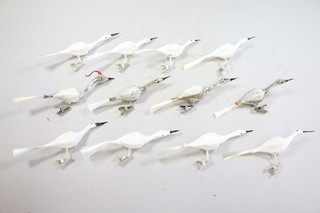 12x alter Christbaumschmuck Glas bemalt Vögel (IA208)