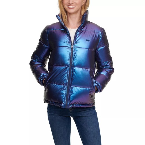 metallic purple puffer jacket