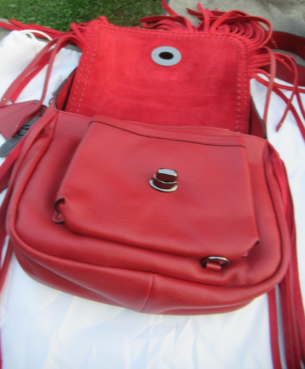 バッグ Coach Dakota Whiplash Pink Leather Bag NWT Coach Dakota Whiplash Fringe Flap SB / Red Currant/ Chain