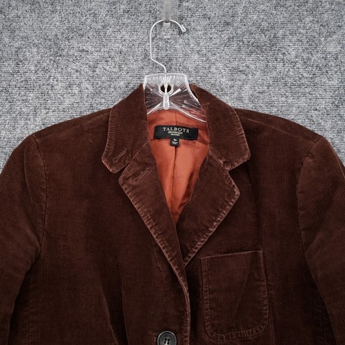 Talbots Blazer Womens 4P Petite Brown Corduroy Single Breasted Notch Long Sleeve - Picture 3 of 16