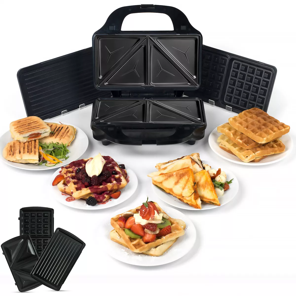 3-in-1 Sandwich Maker, Waffle Maker, Panini Press with Removable Non-Stick  Plates 