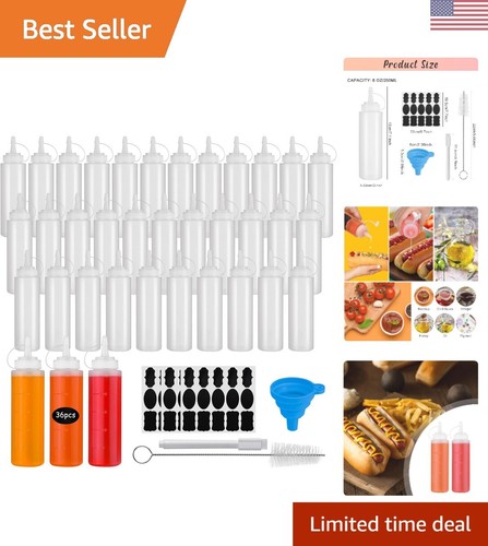 36 Pack 8 oz Condiment Squeeze Bottles Bulk, Plastic Leak Proof Multipurpose ... - 第 1/7 張圖片