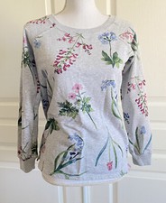 Joules Aylesham Botanical Grey Crew Neck Sweatshirt Size US 4 UK 8