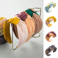 Hair Accessories Texture Satin Headband Contrast Color Fashion Simple Wide Brim