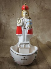 FUENTE DE AGUA SANTA Católica Infantil Jesús Praga Estatua Cerámica cuelga o soportes Nuevo de Lote Antiguo
