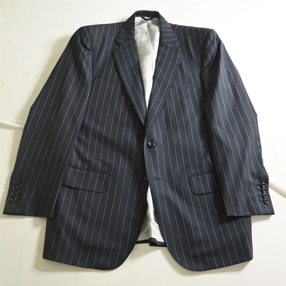 Tom James Royal Class 40S 33x30 Azul Marino Rayas Lana Hombres Chaqueta Pantalones Traje Foto 2 de 4