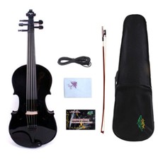 5 String 4/4 Electric Violin Full Size Maple Spruce Handmade Free Case Bow black