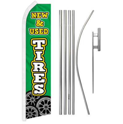 New & Used Tires Swooper Flutter Feather Advertising Flag Kit Tire Sale Used New