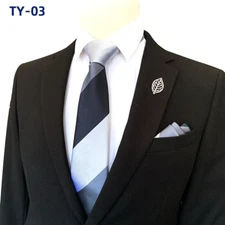 Classic Striped Gray Silver Jacquard Weave Men's Tie Necktie Pocket Square Set