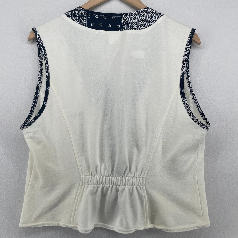 HEAD Top Mujer L Chaleco Terry Botones Bandana Ribete Tenis Verano Blanco HK De Colección Foto 2 de 4