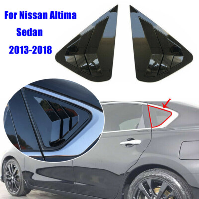 Gloss Black Rear Window Side Vent Louver Cover For Nissan Altima Sedan 2013-2018