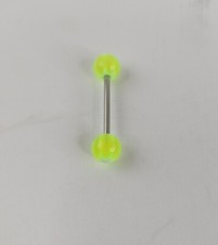 Glow In The Dark Luminous Neon Barbell Tongue Rings Body Piercing W White Stars.