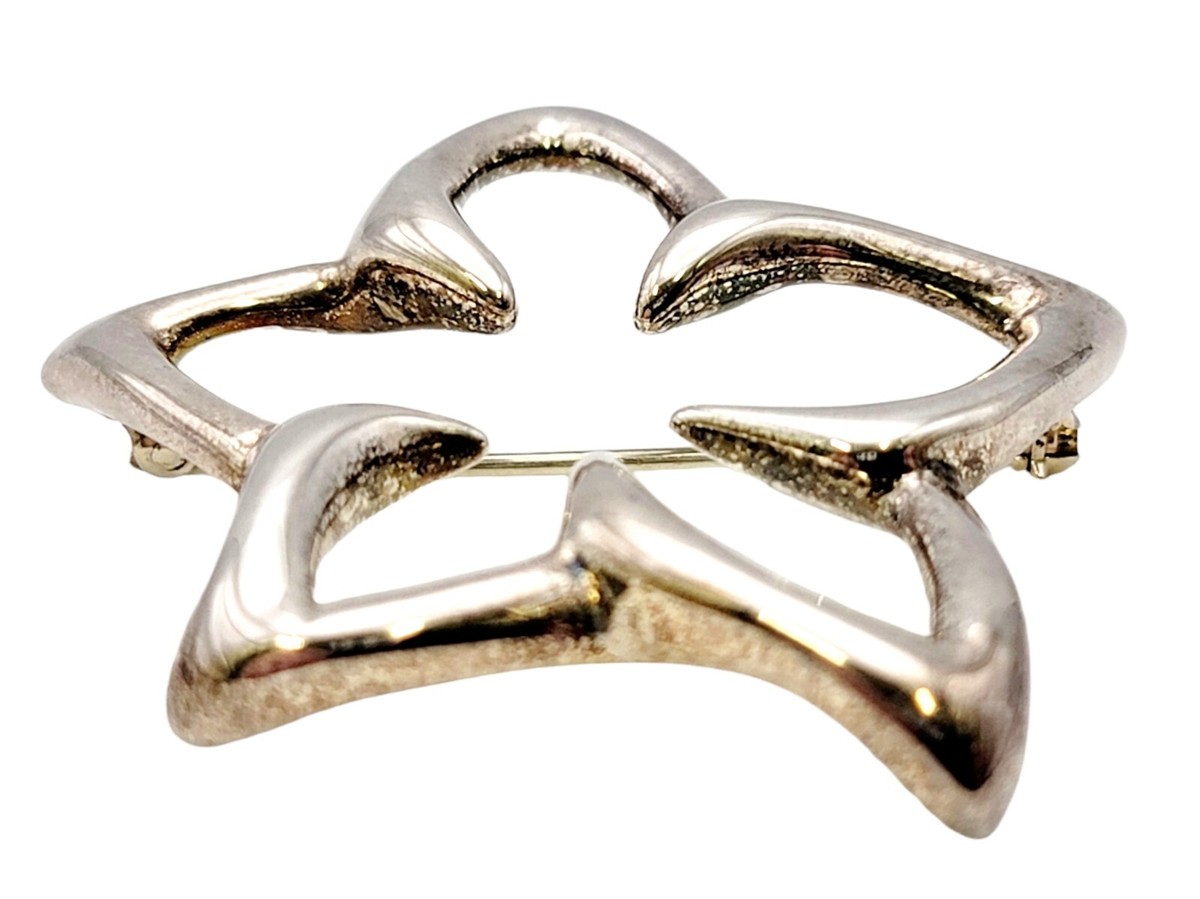 Tiffany & Co. Brooch Sterling Silver Open Flower Stick Pin Backing