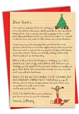 NOBLEWORKS 1 Funny Christmas Card with Envelope - Dear Santa 1087