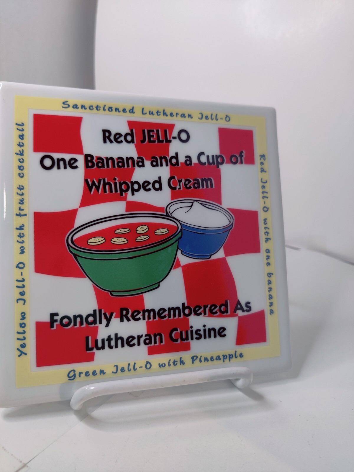 CERAMIC HOT PLATE TRIVET TILE LUTHERUN CUISINE JELLO RECIPE KITCHEN