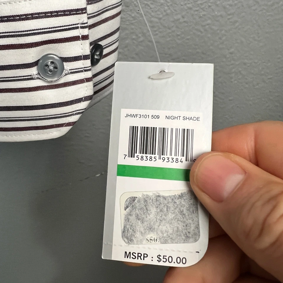 John Henry White Black Striped Dress Shirt Long Sleeve Button Up Career Casual L - Image 3 of 4