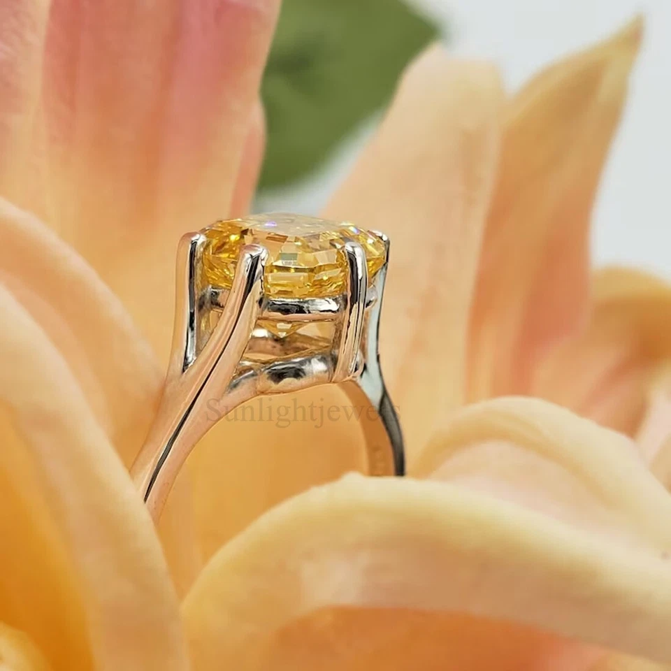 Anillo de diamantes champán tratados certificado de 5,65 quilates con montura de punta de plata 925 RARO Foto 4 de 4