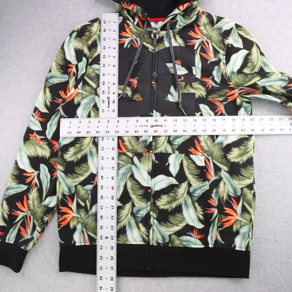 Sudadera con Capucha Vintage DC Shoes PARA HOMBRES Talla Mediana Floral Sudadera con Capucha Monopatín Logo Cremallera Foto 3 de 4