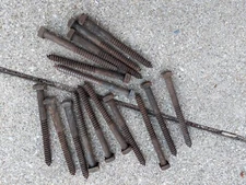 Antique 1/2 inch by 6 inches black lag bolts square head - NOS - 16 bolts