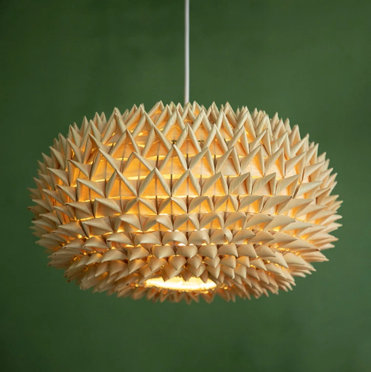 Woven Palm Leaf Braided Pendant Light Fixture Asian Style Hanging Ceiling Lamp