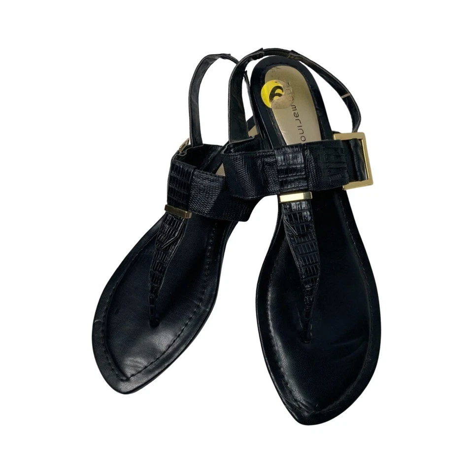 Sandalia de cuña sin cordones Ann Marino para mujer con hebilla de acento talla 9M negra Foto 4 de 4