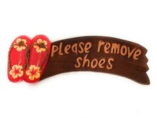 Please Remove Shoes Door Sign 16 inch - Yellow Hibiscus  bag1502940