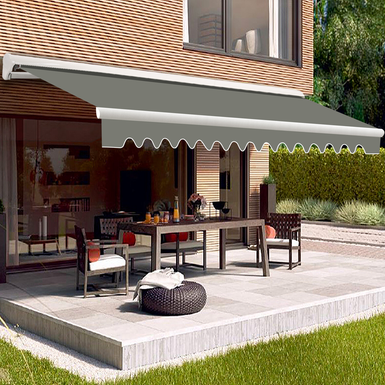 4x3m Half Cassette Manual Awning Garden Sun Shade Shelter Retractable Canopy