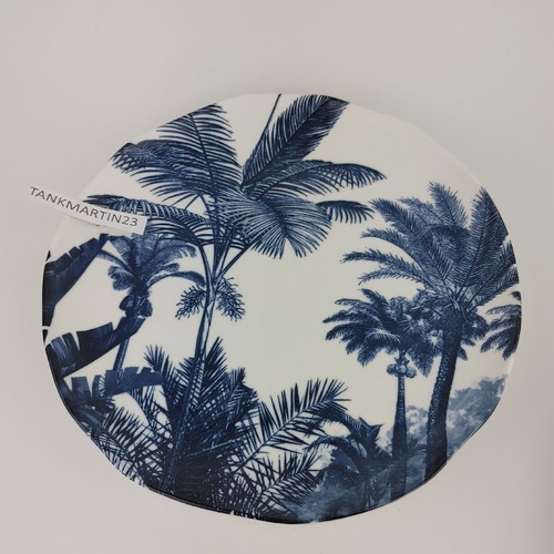 Set of 4 Red Vanilla Paradise Palm Trees Tropical 8" Salad Side Snack Plate Blue - Picture 4 of 7