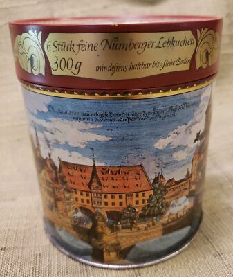 Vintage E. Otto Schmidt Lehkuchen And Honig 8500 Numberg Cookie Empty Tin 