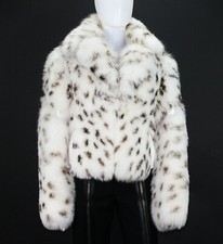 New Versace $9025 Women's Real Fox Leather Leopard Print White Fur Jacket It. 46