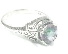 Mystic Topaz Vintage Ring Sterling Silver Girls Women Size 5.50 Rainbow 