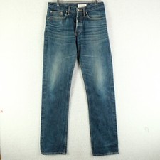 Gustin Jeans Mens 30X34 Blue Raw Selvedge Denim Straight Stone Wash Whiskers