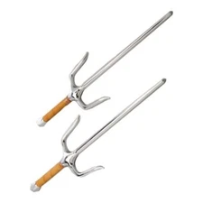 Leather Wrap Octagon Chrome Karate Sai