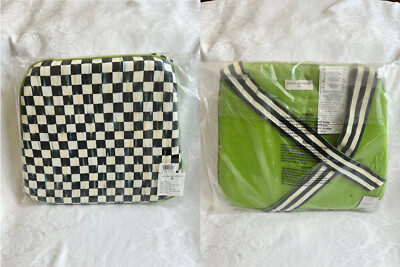 Mackenzie Childs COURTLY CHECK Cotton/Linen Fabric SEAT CUSHION Green  Bottom NEW