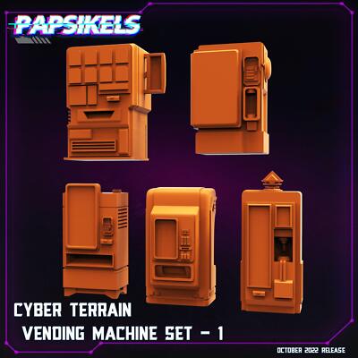 3D Printed Papsikels Cyberpunk Sci-Fi Cyber Terrain Vending Machine Set - 28mm