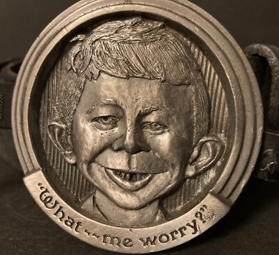 1993 Alfred E Neuman Mad Magazine Buckle w/ Leather Belt New With
