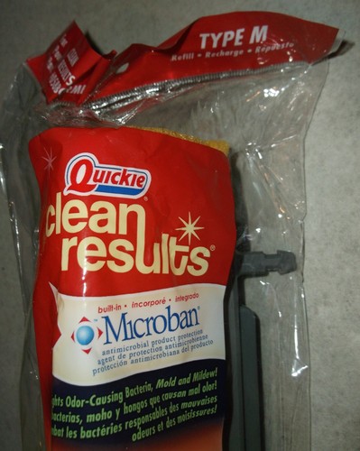 QUICKIE ROLLER MOP REFILL TYPE M CLEAN RESULTS MICROBAN SPONGE YELLOW CLEAN NEW - Picture 6 of 7