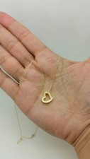 14k Gold Yellow White or Rose Heart Pendant Charm Necklace Chain Dainty