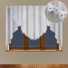 LB-5 Fertiggardine aus Voile Weiß Fenstergardine Gipüre 150x400 cm Gardine 