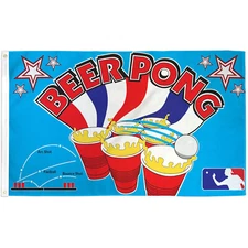 BEER PONG BL/RED STARS & CUPS POLY 3' X 5' FLAG