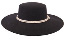 Women's One-of-a-kind Black Fedora Style Dress Felt Hat with Silver Bow Band