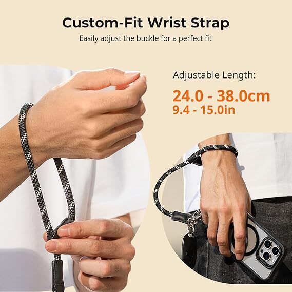 SmallRig Universal Phone Wrist Strap,38cm Leather & Nylon Wrist Strap for iPhone