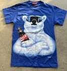 Vintage 1994 Coca Cola Large Logo Blue Polar Bear Tshirt Size M
