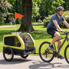 PawHut Dog Bike Trailer w/ Flip-Down Ramp Tailgate, Reflectors, Refurbished
