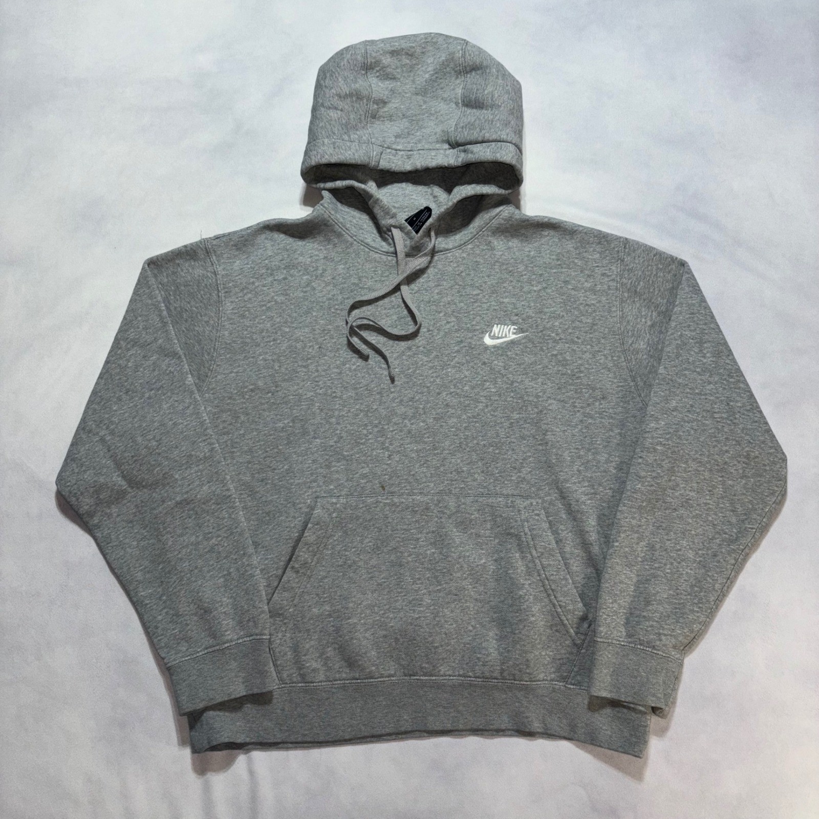 Nike Club Fleece Hoodie Sweatshirt Medium Gray Embroidered Logo Pullover Y2K thumbnail 2
