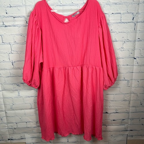 NWT Culture Code Bubble Sleeves Gauze Drop Waist Oversized Keyhole Back Dress 1X - Picture 1 of 8