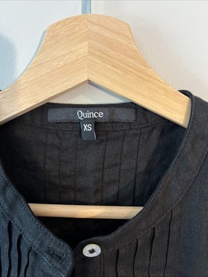 Quince 100% European Linen Short Sleeve Swing Dress Black Size XS New Quince 100% European Linen Short Sleeve Swing Dress Black Size XS New
