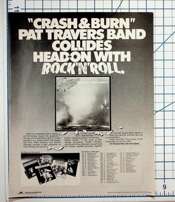 Pat Travers Band Crash & Burn Album Tour Vintage 1980 Magazine Ad Polydor