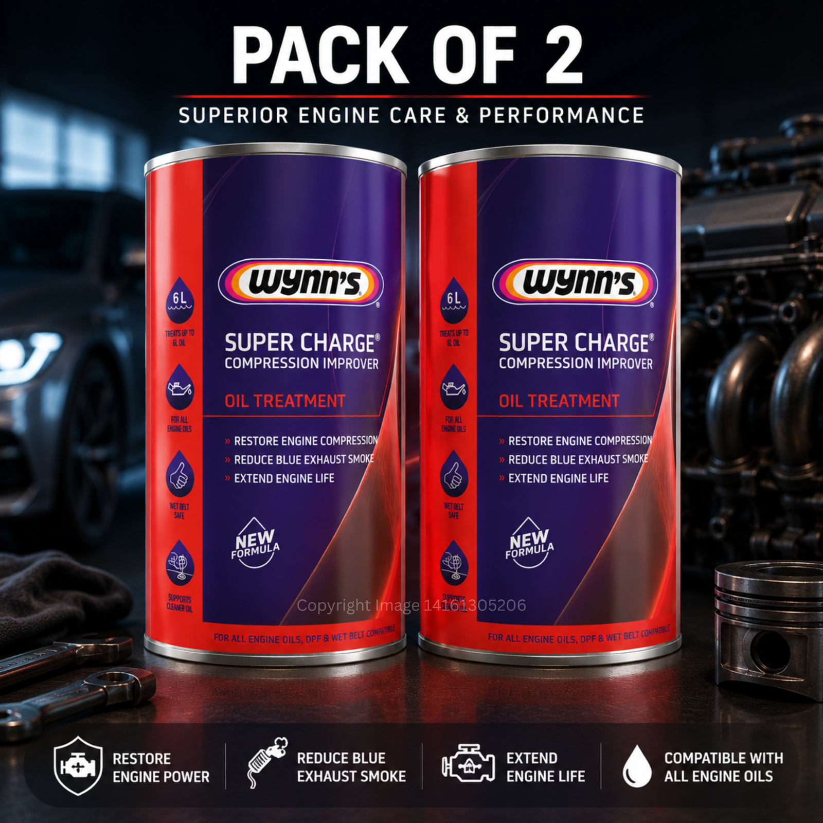 2x Wynns Wet Belt Compatible Super Charge Compression Improver Car Oil Treatment