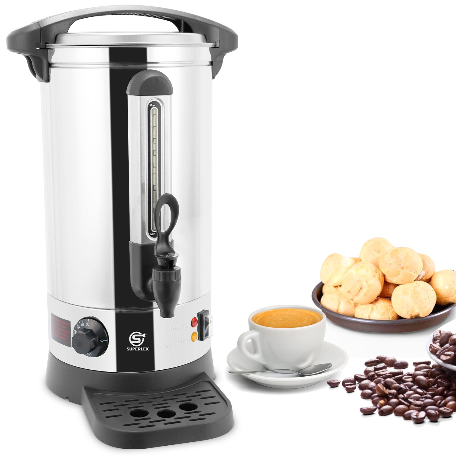 SUPERLEX Glühweinkocher 10L Einkochautomat Glühweinkessel Glühweinautomat 1500W